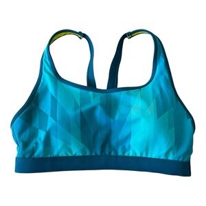 Title Nine T9 Swim Bikini Top Teal Blue Geometric Print Size Small